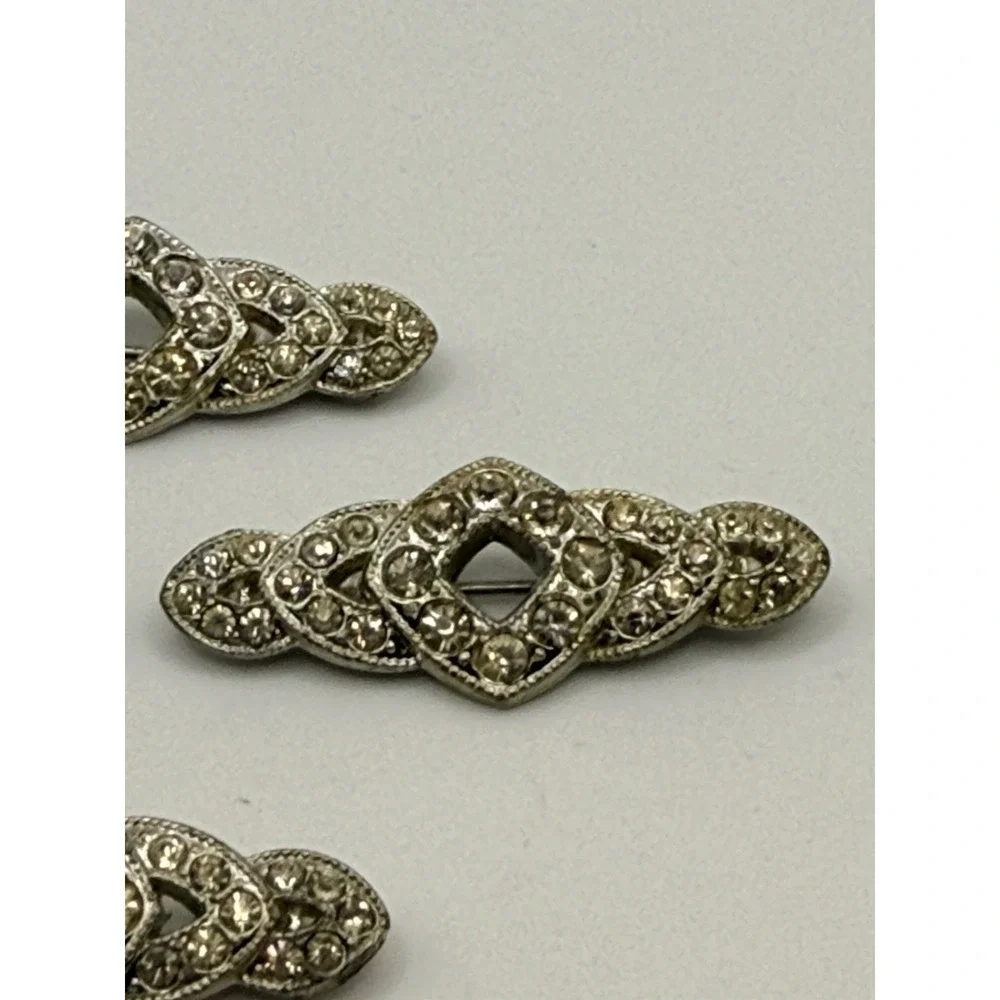 Vintage Bar‎ Brooch Lot of Four Goody Pat Pending Clear Rhinestone READ